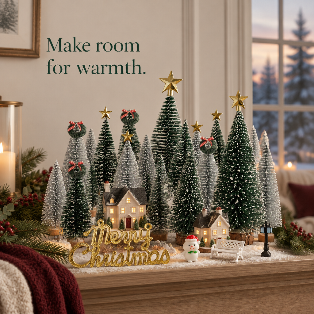 Miniature Pine Trees & Village Accessories – 36 Pieces — in use