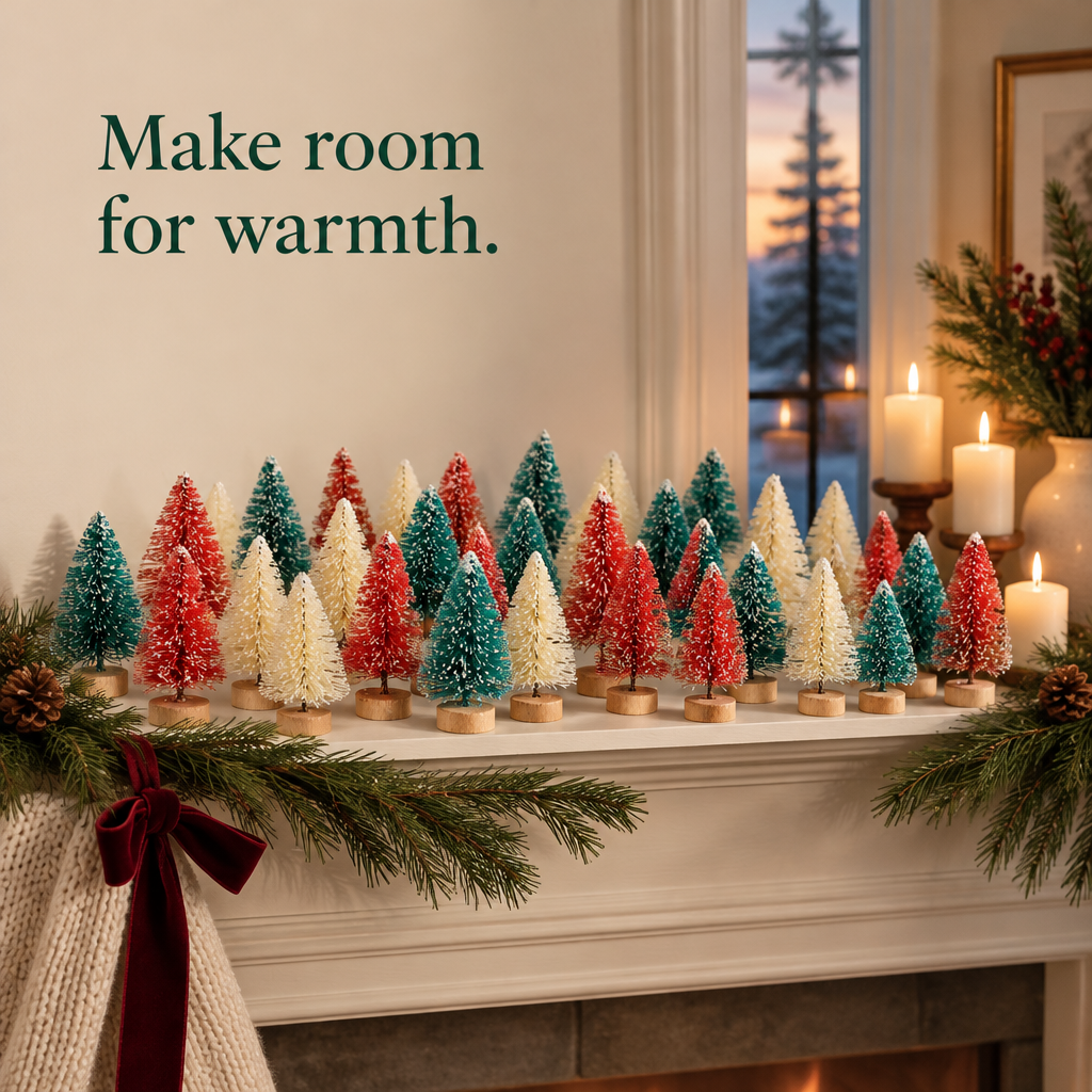 Mini Sisal Trees in Green, Red & Yellow – 48 Pieces — in use