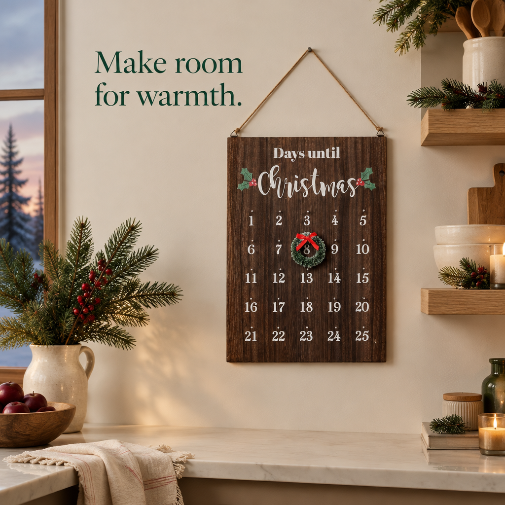 Farmhouse Wreath Christmas Countdown Calendar — in use