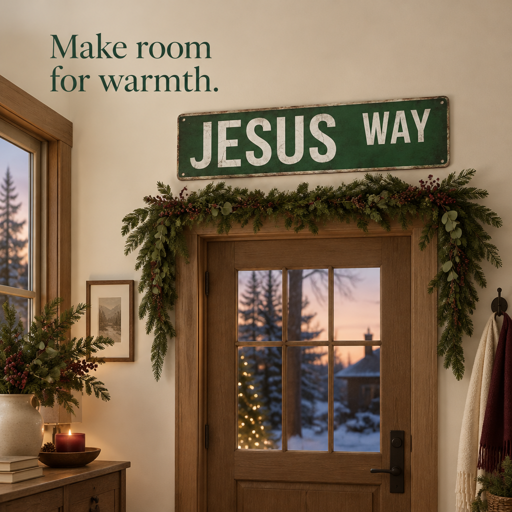 Jesus Way Vintage Street Sign — in use