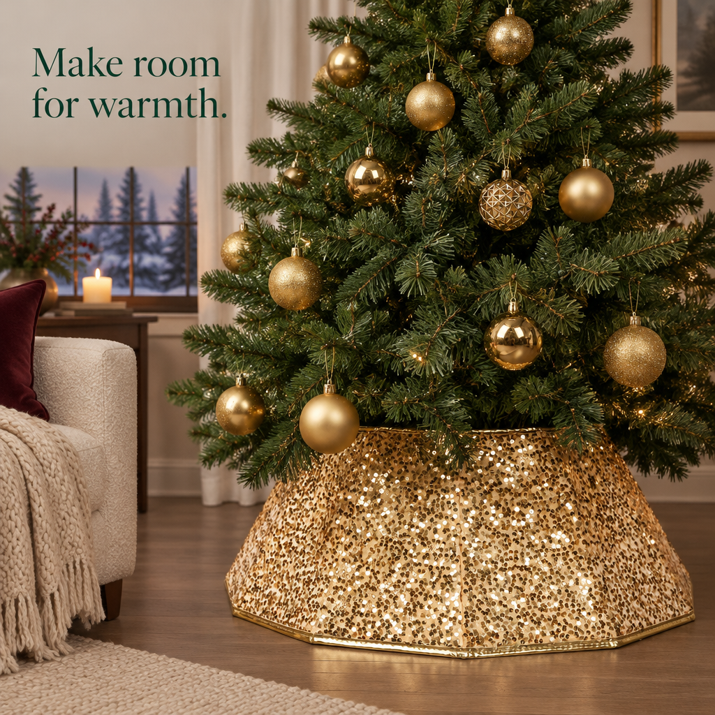 Gold Sequin Tree Collar — in use