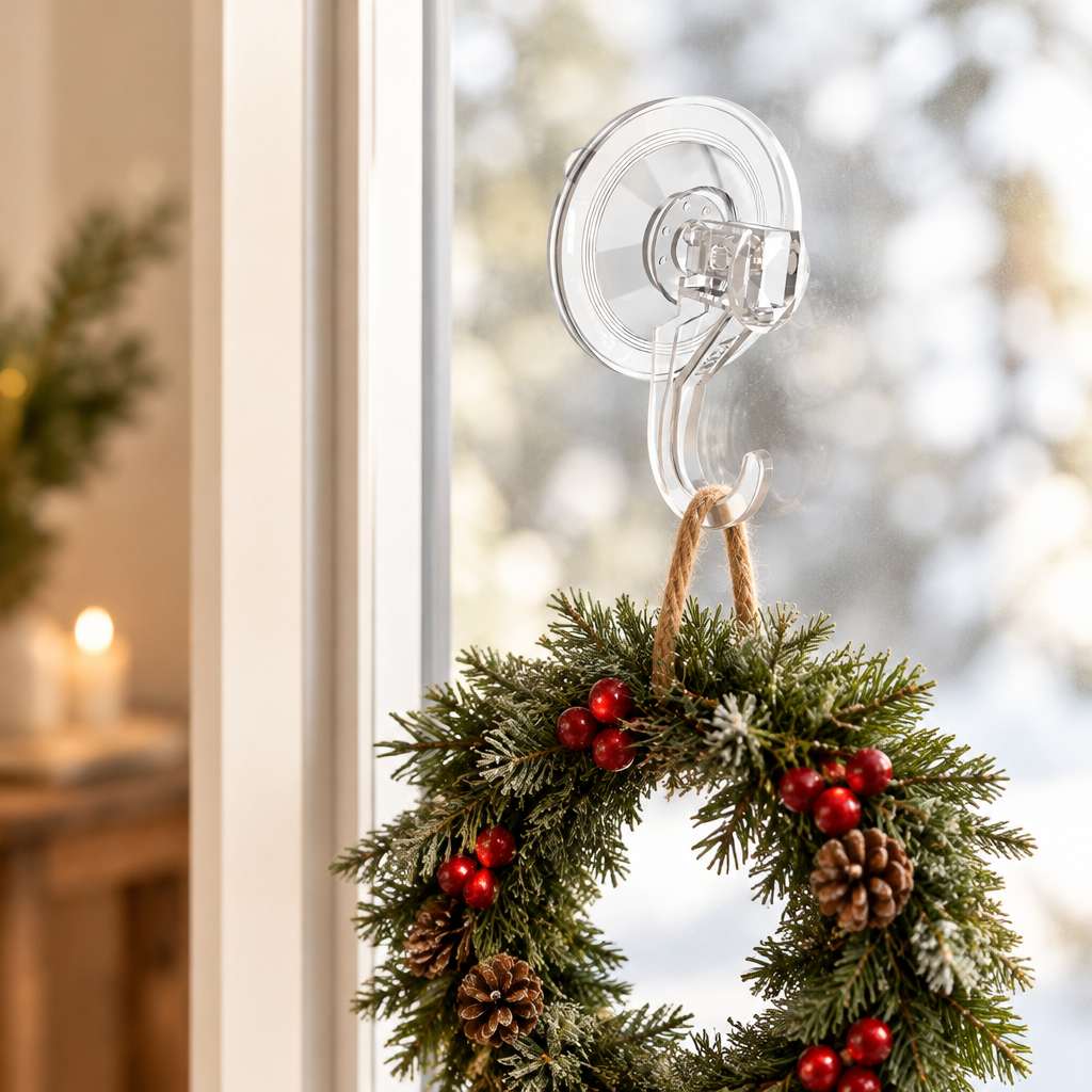 Clear Suction Cup Wreath Hangers – 2 Pack