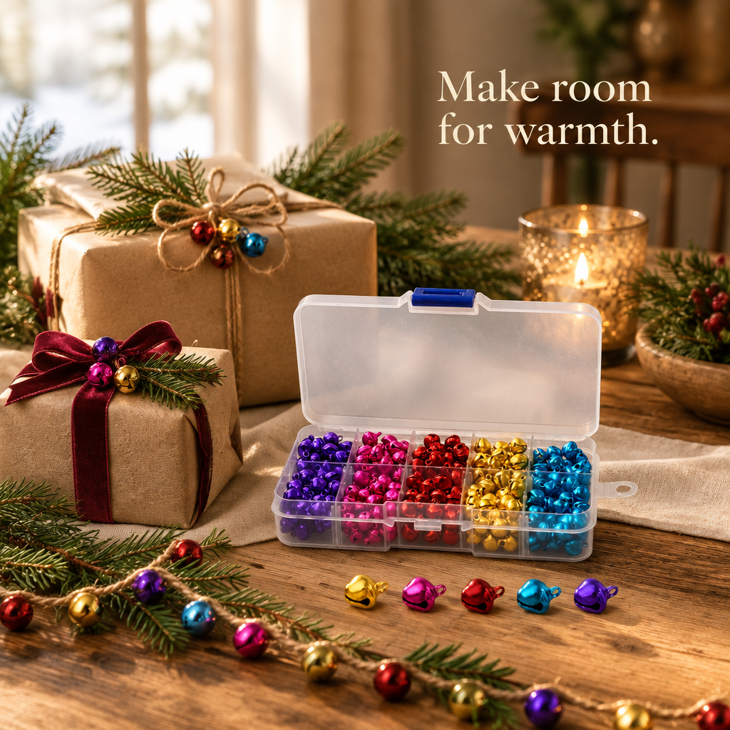 Colorful Mini Jingle Bells with Storage Box – 300 Pack — in use