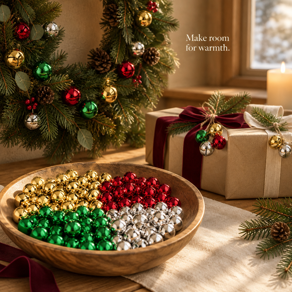 Colorful 1-Inch Jingle Bells – 100 Pack — in use