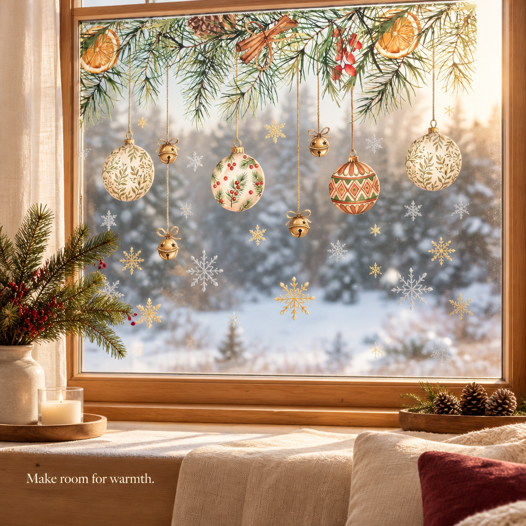 Christmas Static Window Film with Application Kit — in use