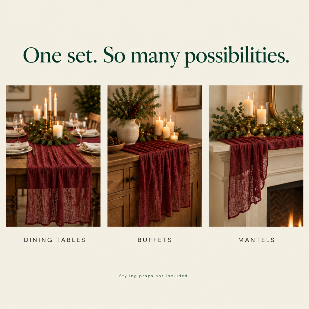 Burgundy Cheesecloth Table Runner – 120 in — possibilities