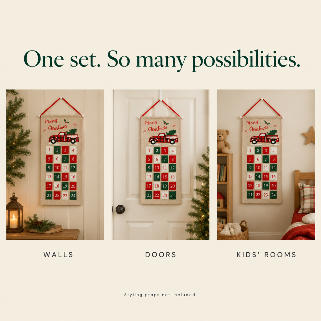 Burlap Red Truck Advent Calendar – 24 Pockets — possibilities