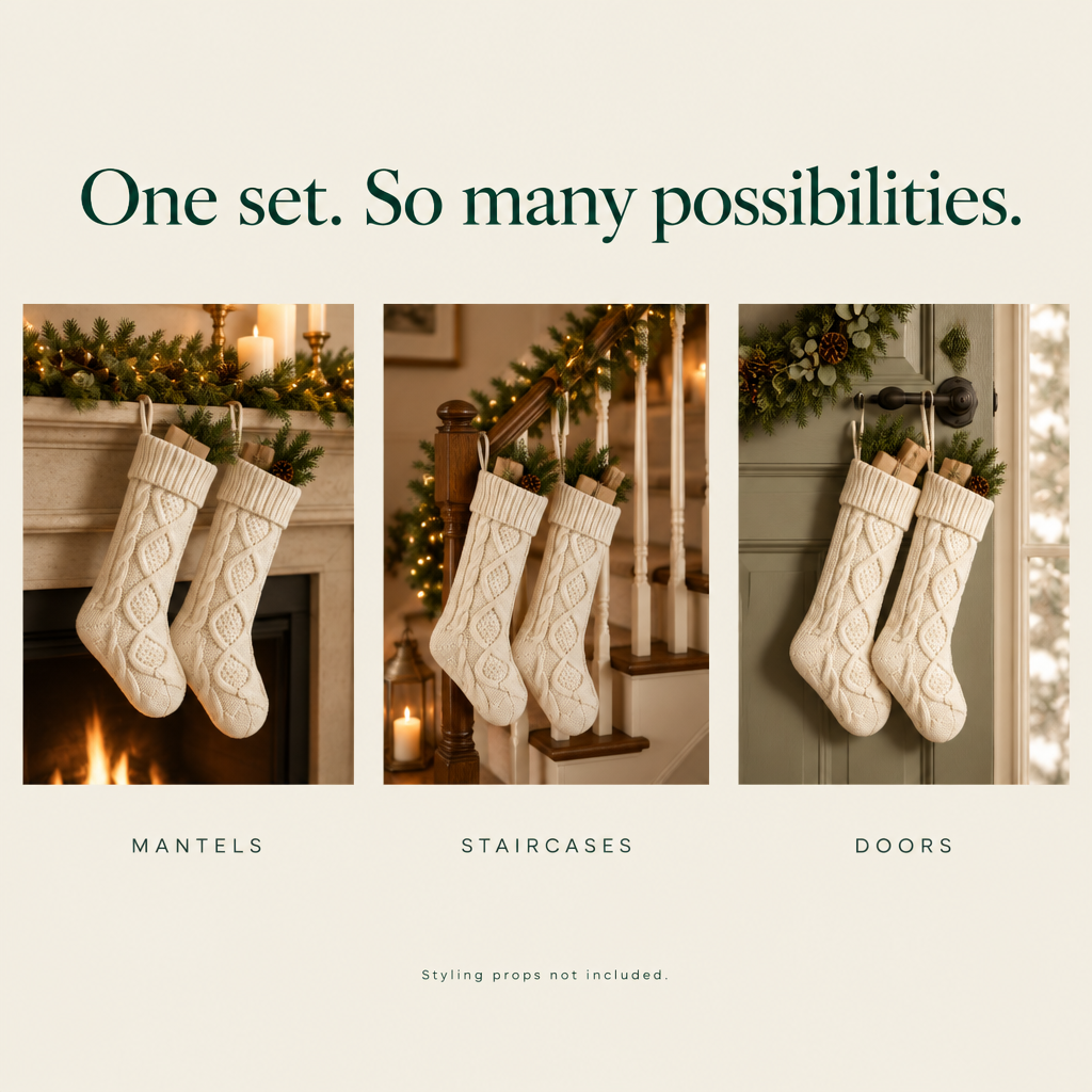 Cable Knit Christmas Stockings – 2 Pack, 18 in — possibilities