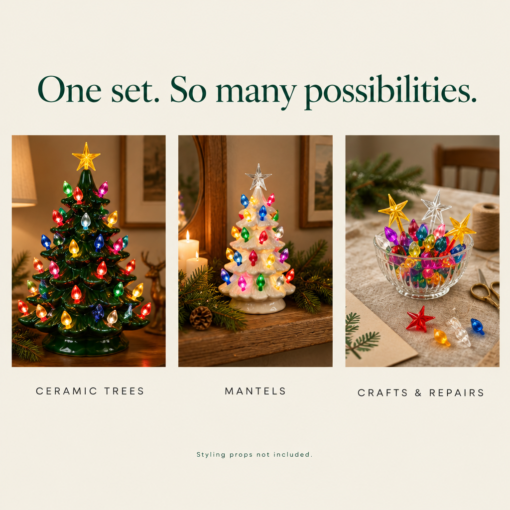 Ceramic Christmas Tree Replacement Pegs – 117 Bulbs & 5 Stars — possibilities