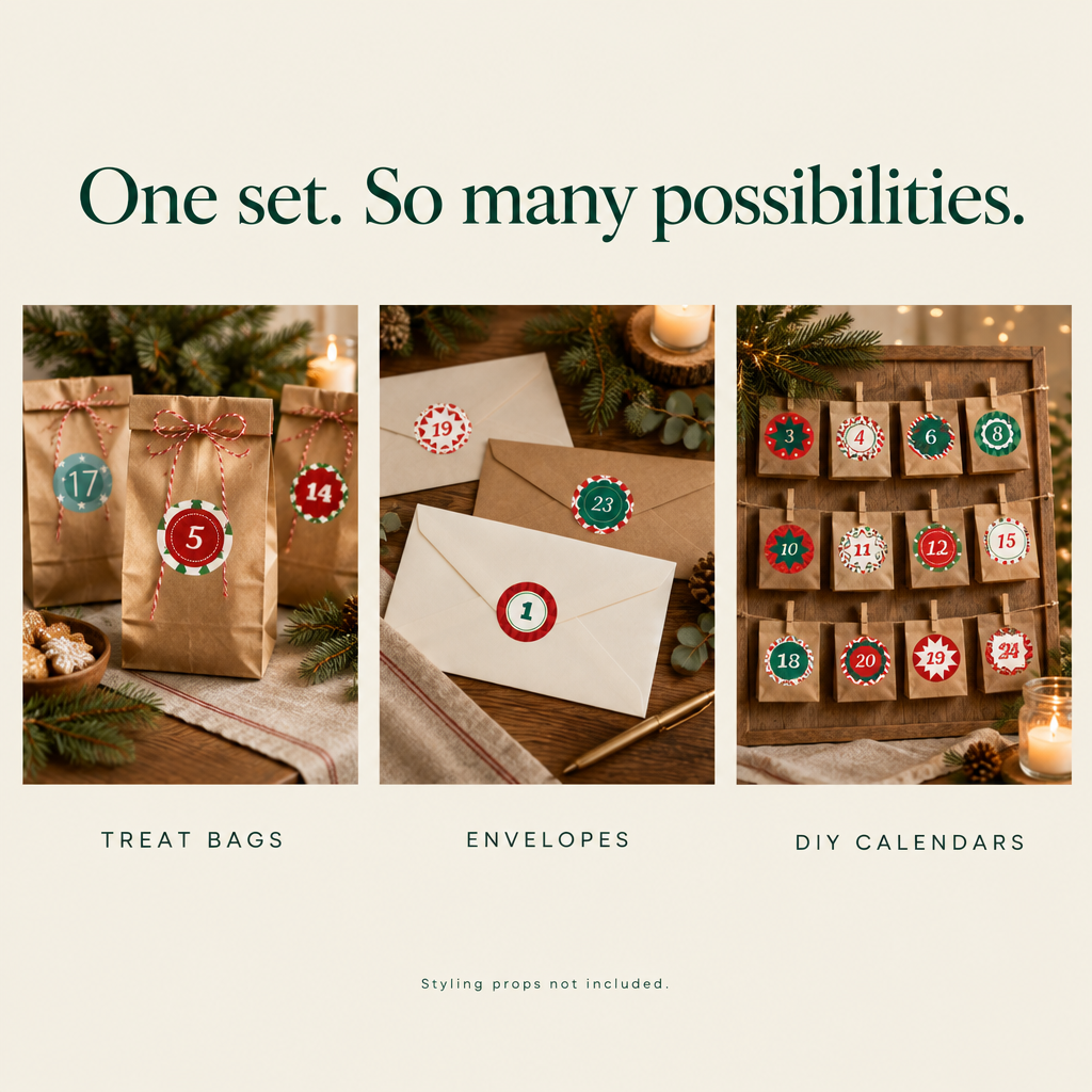 Christmas Advent Number Stickers – 96 Pack — possibilities