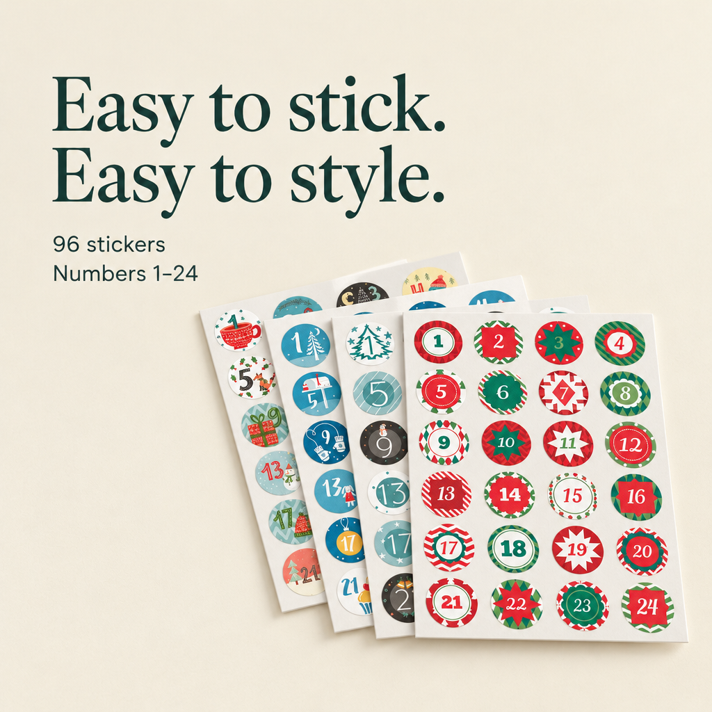 Christmas Advent Number Stickers – 96 Pack — details