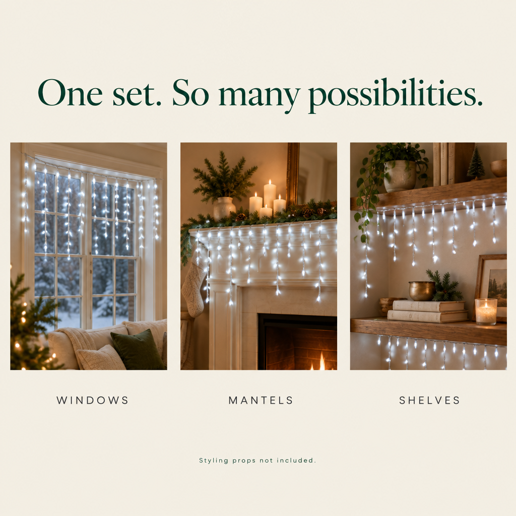 Cool White Icicle Lights with Remote – 10 ft, 102 LEDs — possibilities