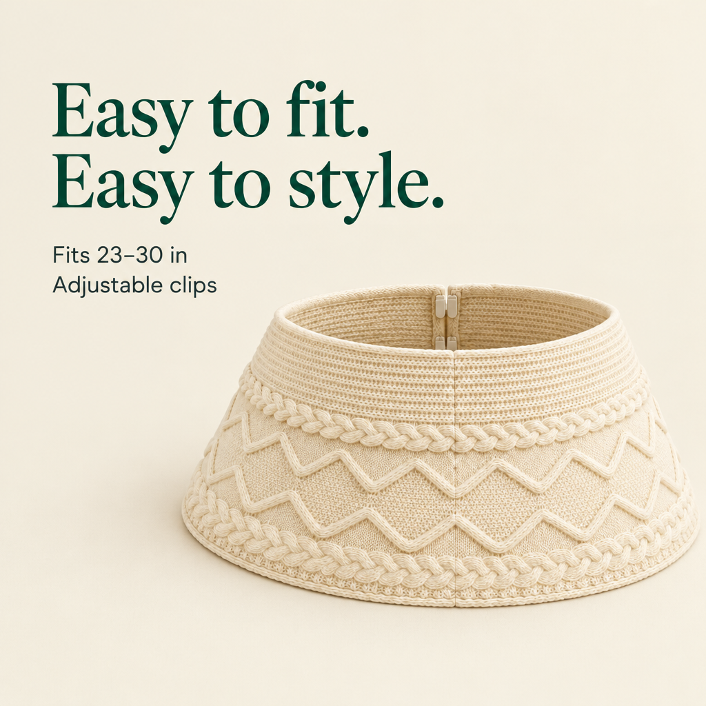 Cream Cable Knit Tree Collar – 23–30 in — details
