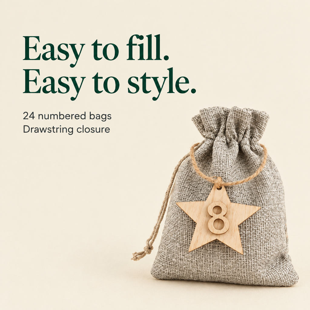Drawstring Advent Calendar Bags – 24 Days — details