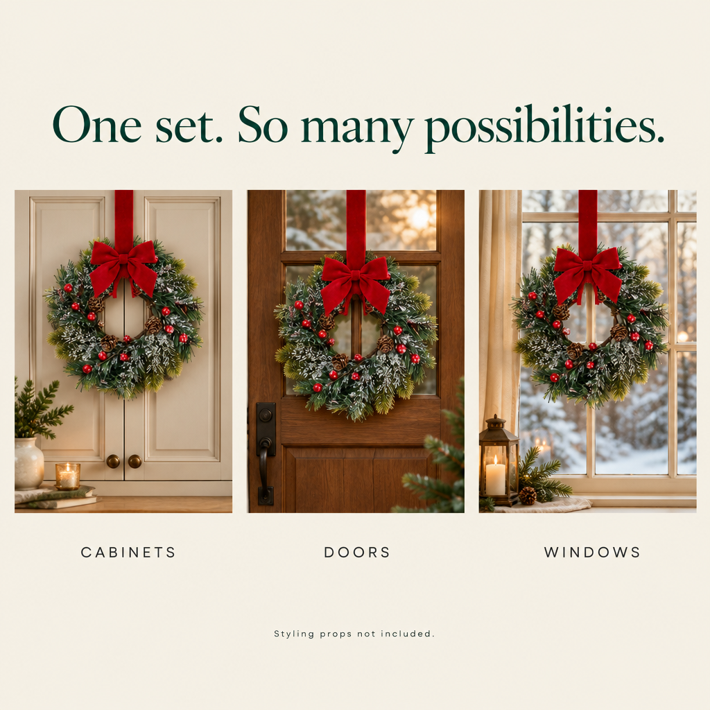 Frosted Pine Cabinet Wreaths – 6 Pack, 9 in — possibilities
