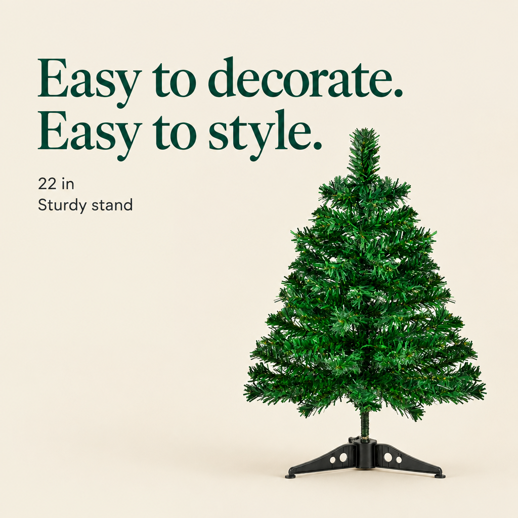 Green Tabletop Christmas Tree – 22 in — details
