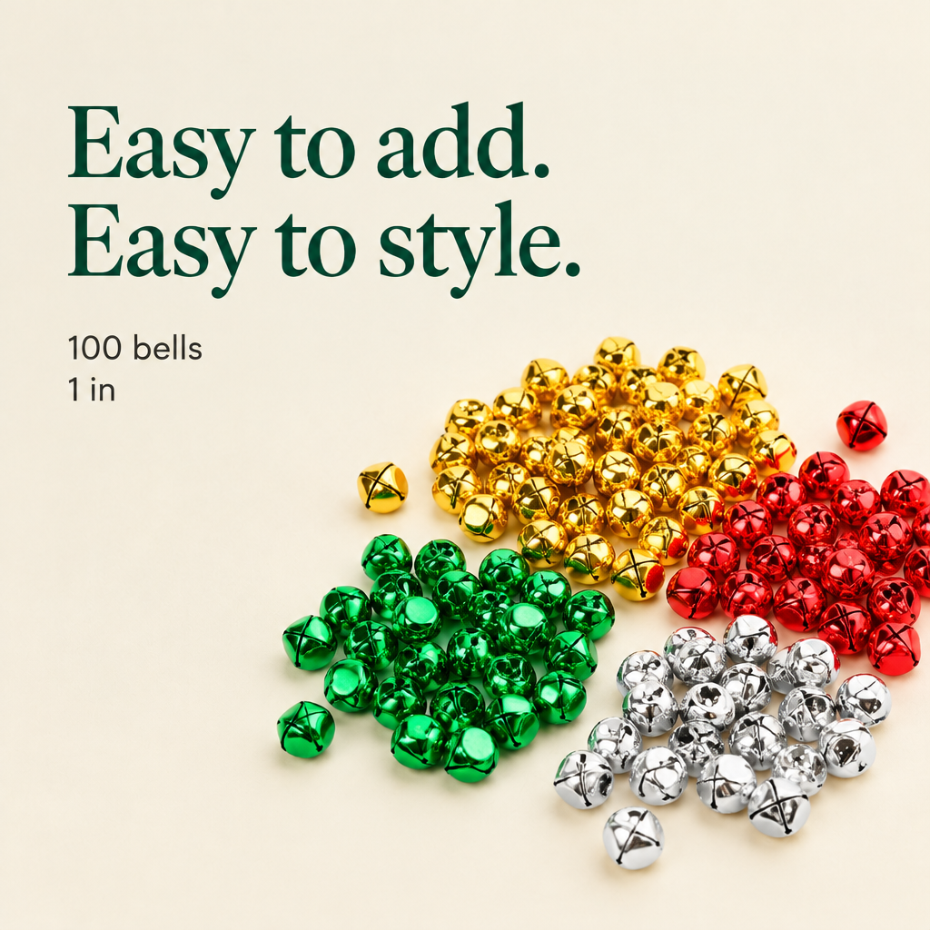Colorful 1-Inch Jingle Bells – 100 Pack — details