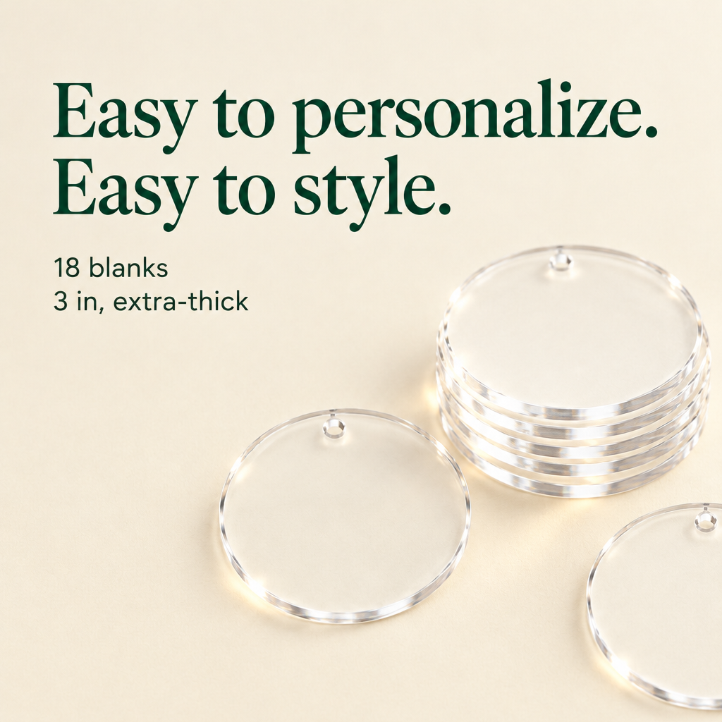 Extra-Thick Clear Acrylic Ornament Blanks – 18 Pack, 3 in — details