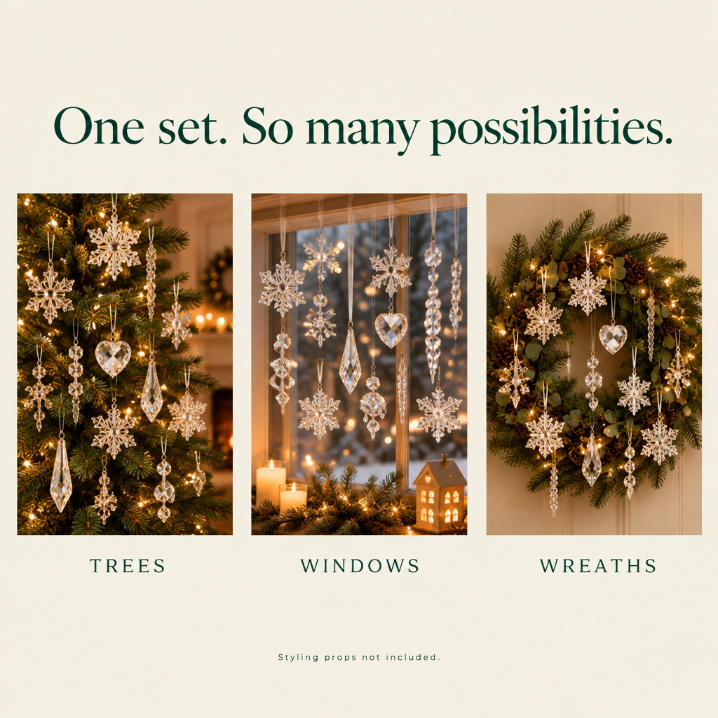 Crystal Drop Pendant Christmas Ornaments – 21 Piece Set — possibilities