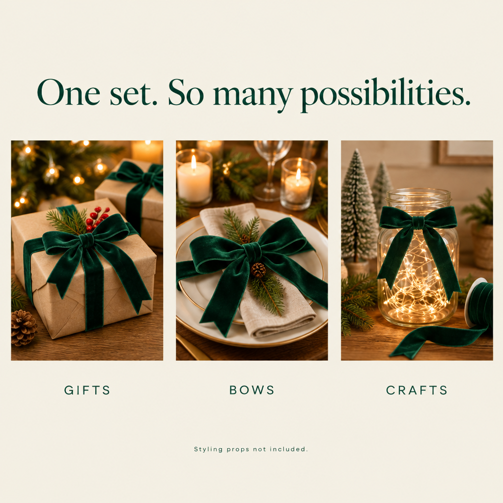 Dark Green Velvet Ribbon – 5/8 Inch, 10 Yards — possibilities