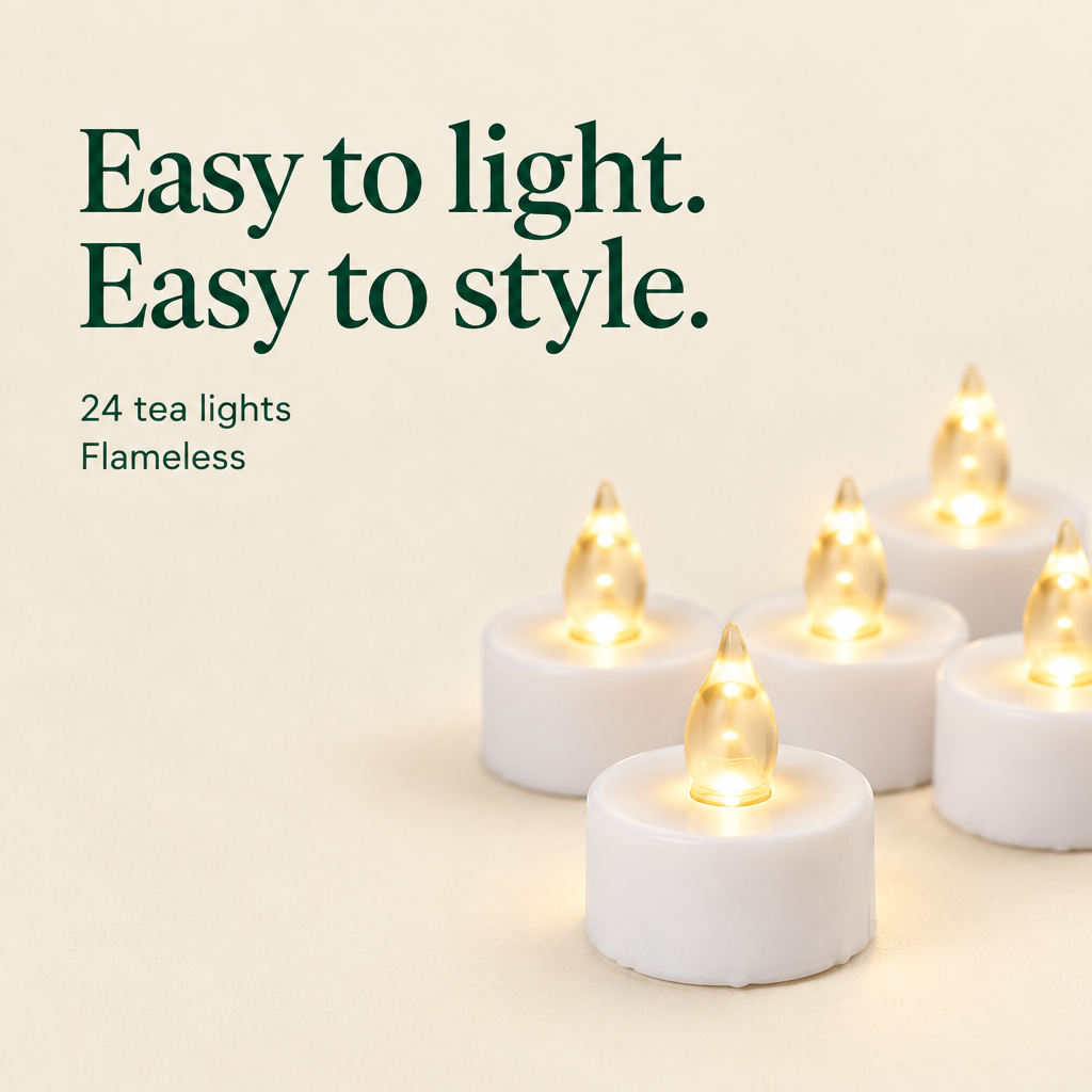 Flickering LED Tea Lights – 24 Pack — details