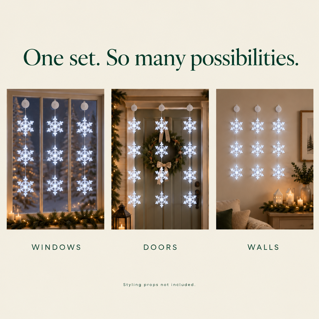 White LED Snowflake Window Lights – 3 Pack — possibilities