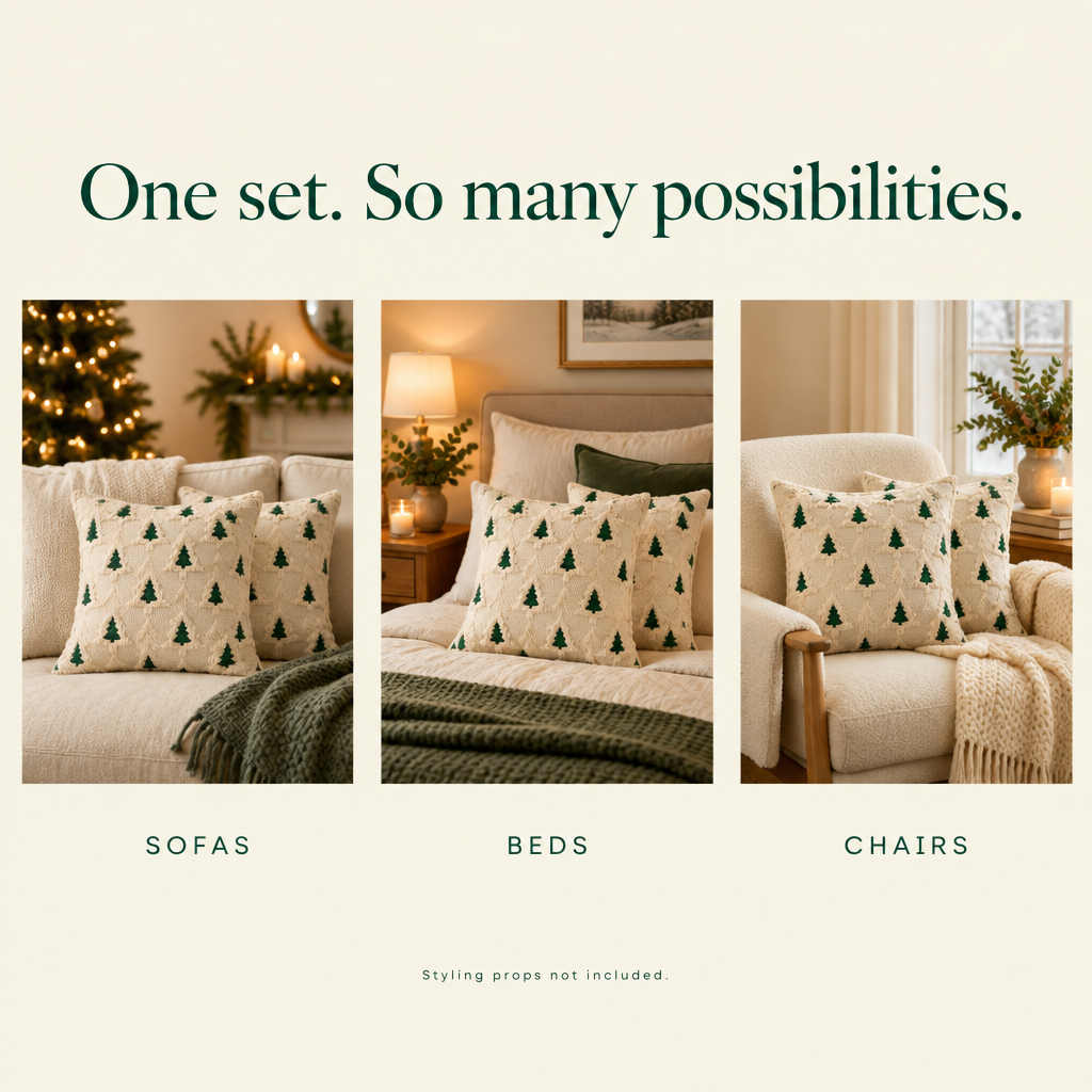 Beige Christmas Tree Pillow Covers – 2 Pack — possibilities