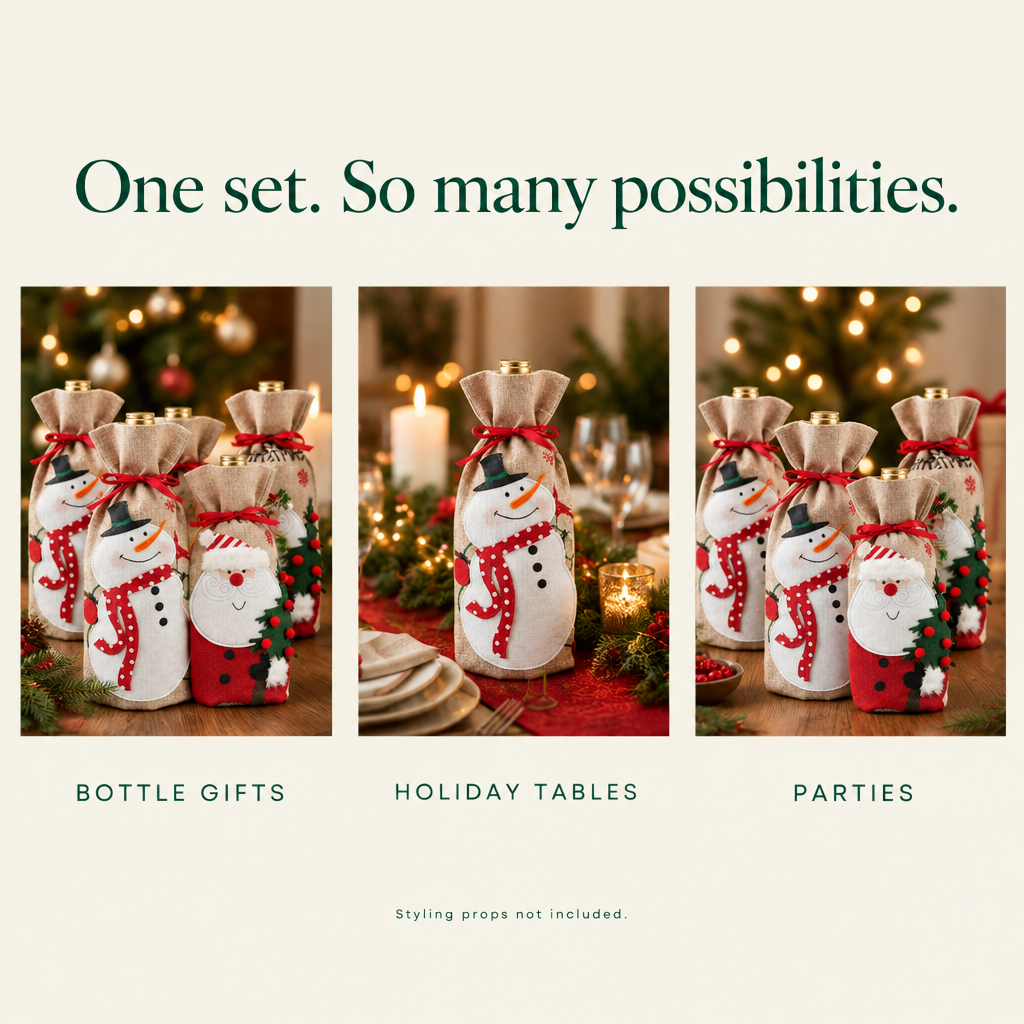 Christmas Burlap Bottle Gift Bags – 4 Pack — possibilities