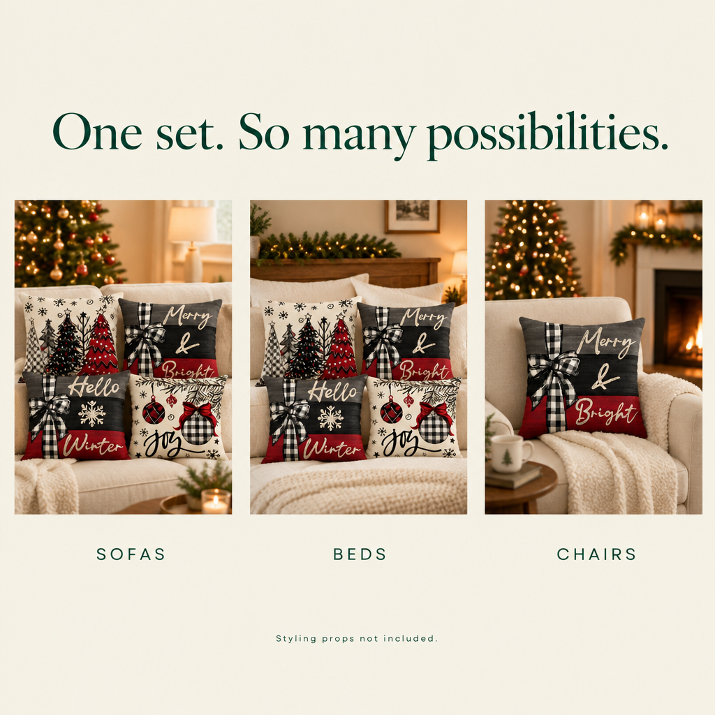 Merry Christmas Red Pillow Cover Set – 4 Pack — possibilities