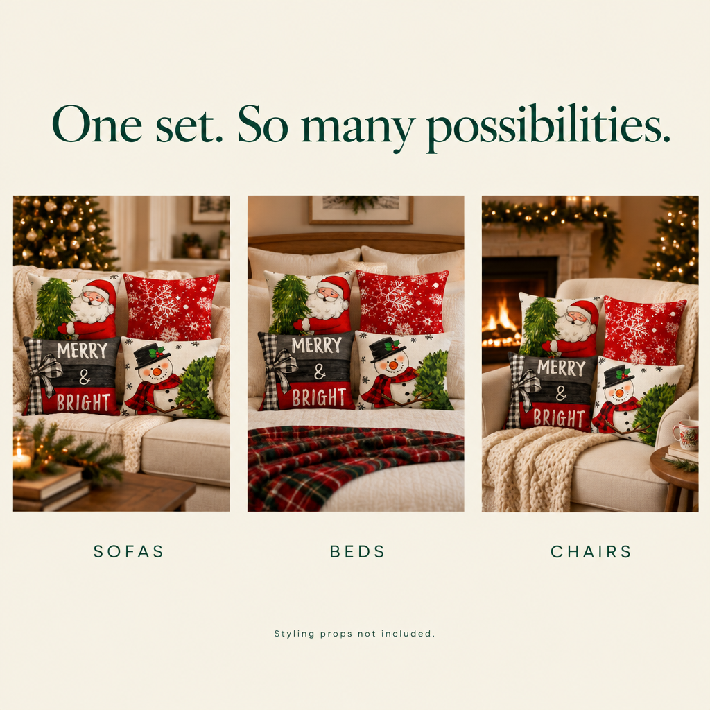 Double-Sided Christmas Pillow Covers – 4 Pack, 18 × 18 — possibilities