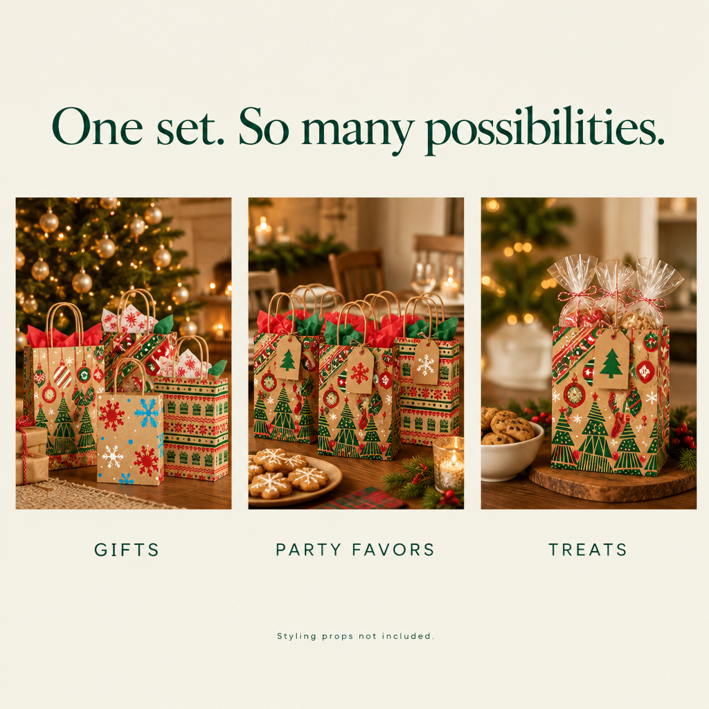 Christmas Kraft Paper Gift Bags – 24 Pack — possibilities
