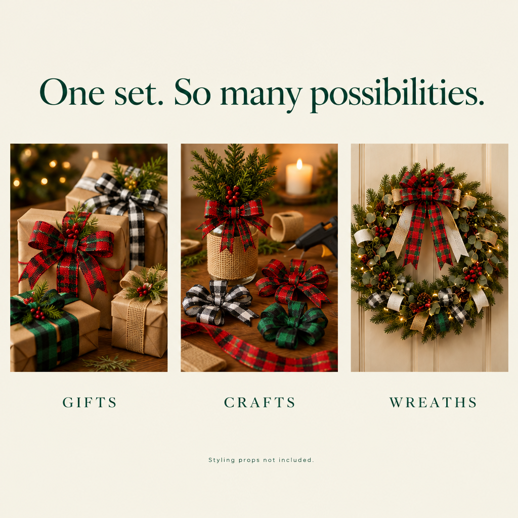 Christmas Burlap Ribbon Assortment – 10 Rolls, 50 Yards — possibilities