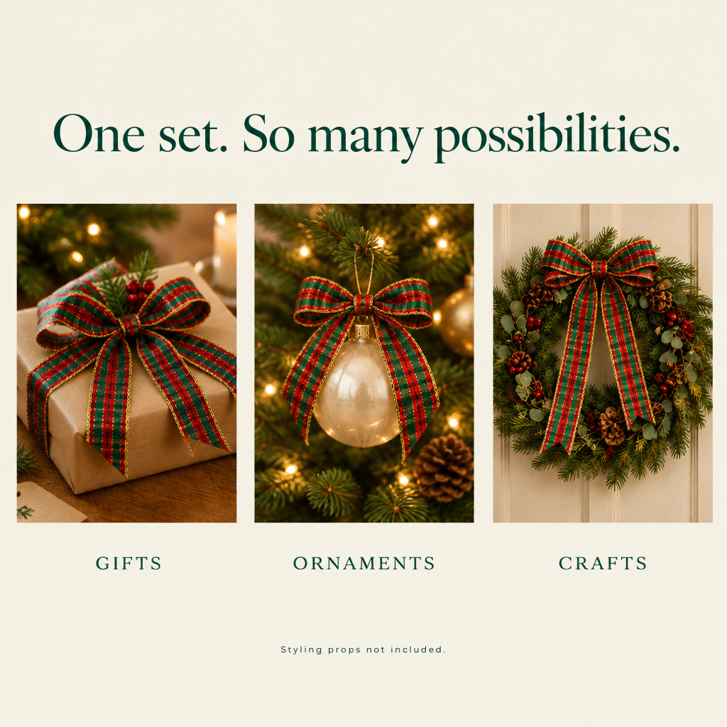 Red, Green & Gold Tartan Ribbon – 5/8 Inch, 25 Yards — possibilities