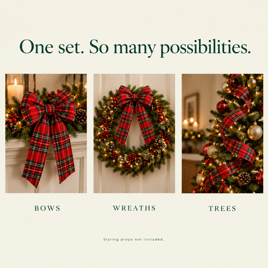Red Tartan Plaid Wired Christmas Ribbon – 2.5 Inch, 10 Yards — possibilities