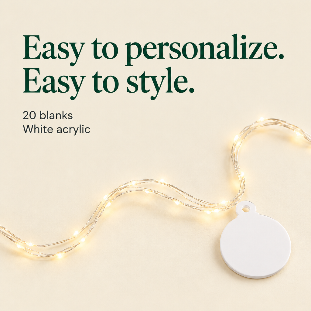 White Acrylic Christmas Ornament Blanks – 20 Pack — details
