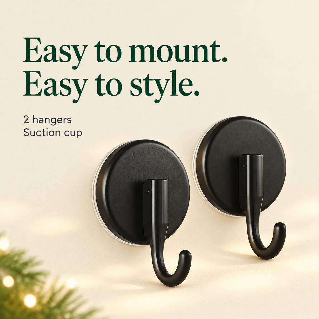 Black Suction Cup Wreath Hangers – 2 Pack — details