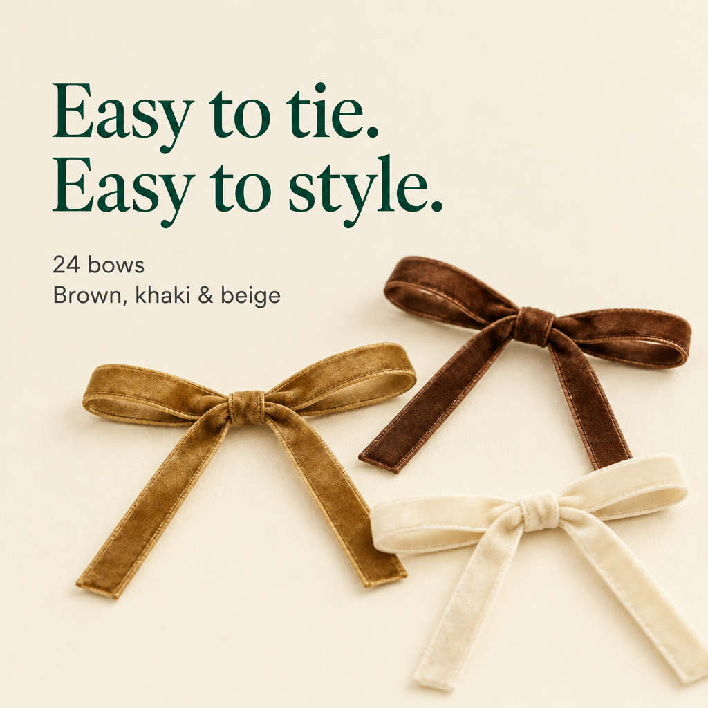 Neutral Velvet Christmas Bows – 24 Pack — details