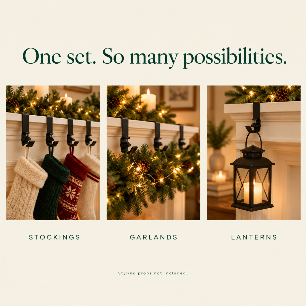 Black Metal Stocking & Garland Holders – 4 Pack — possibilities