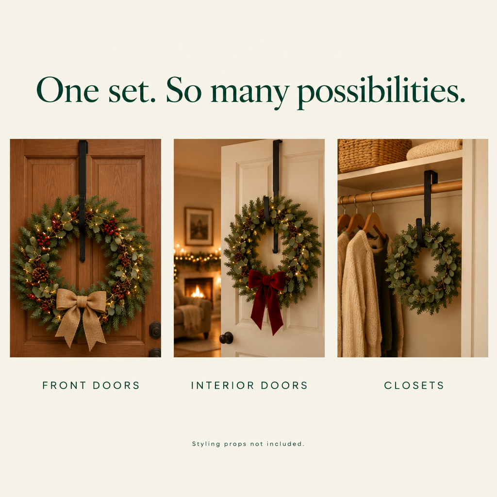 Adjustable Black Wreath Hanger – 15–25 in — possibilities