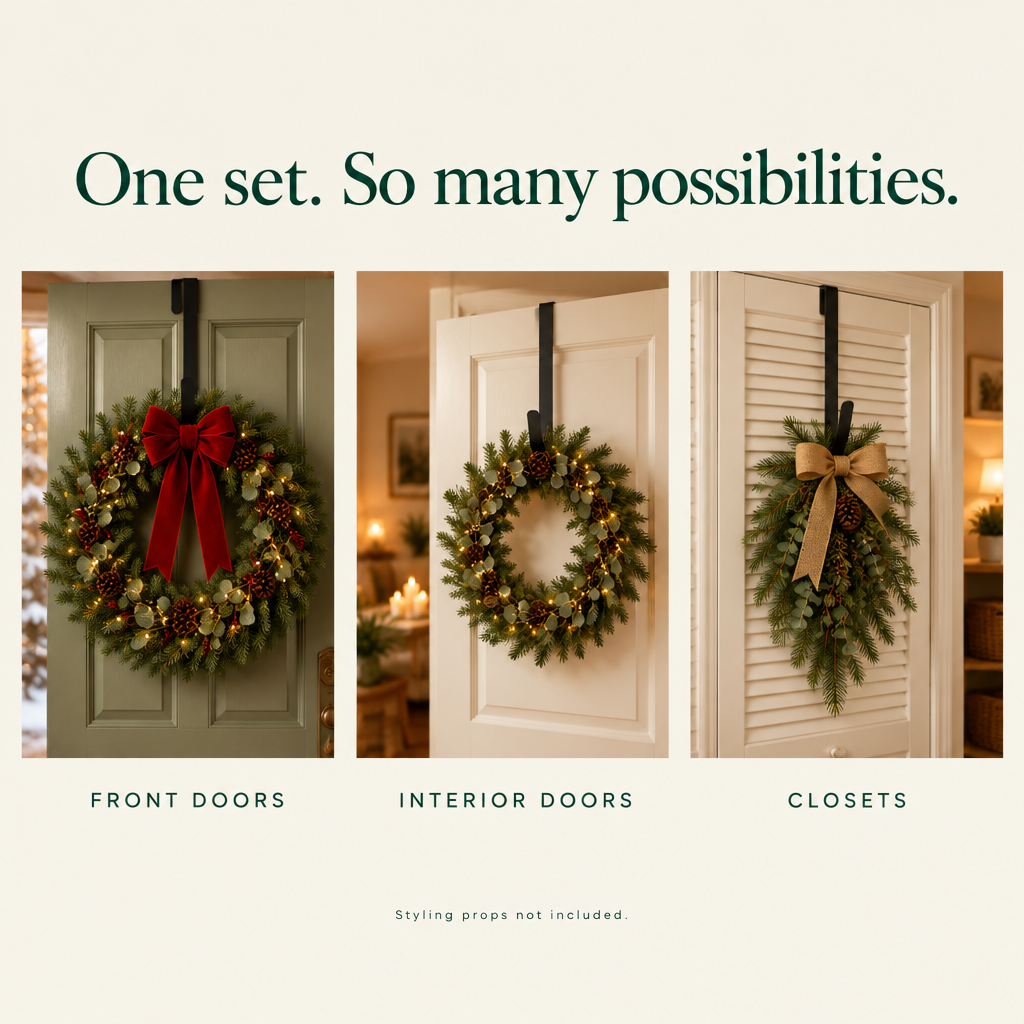 Black Over-the-Door Christmas Wreath Hanger – 15 in — possibilities