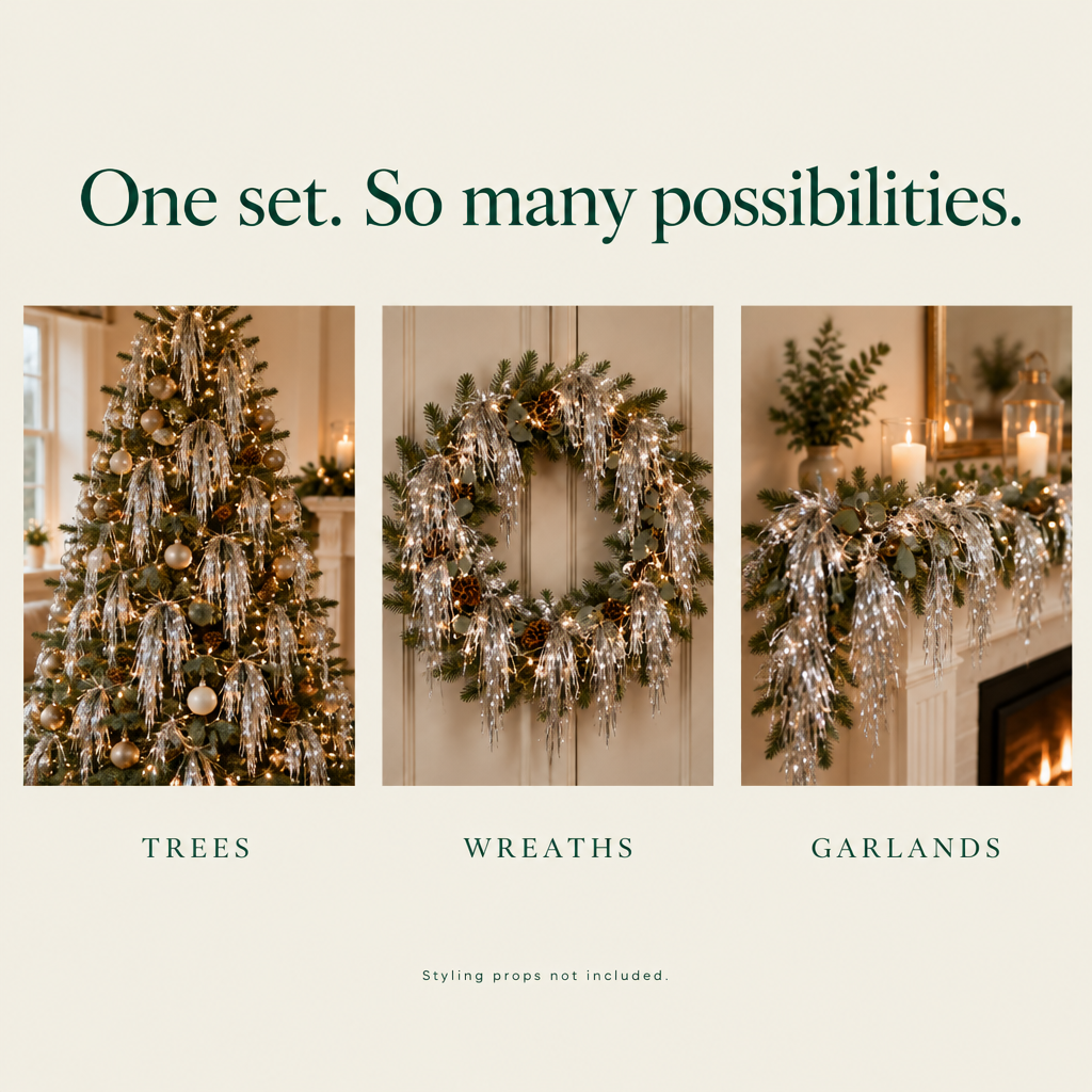 Silver Christmas Tree Tinsel Icicles – 3,000 Strands — possibilities