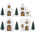 White Wooden Village Houses with Frosted Trees – 9 Pieces — product