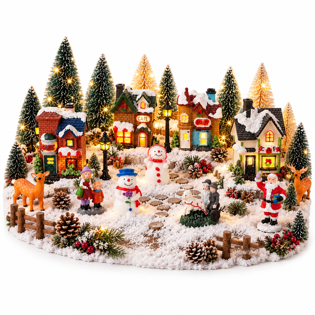 Lighted Christmas Village Set with Snow Blanket – 31 Pieces — product