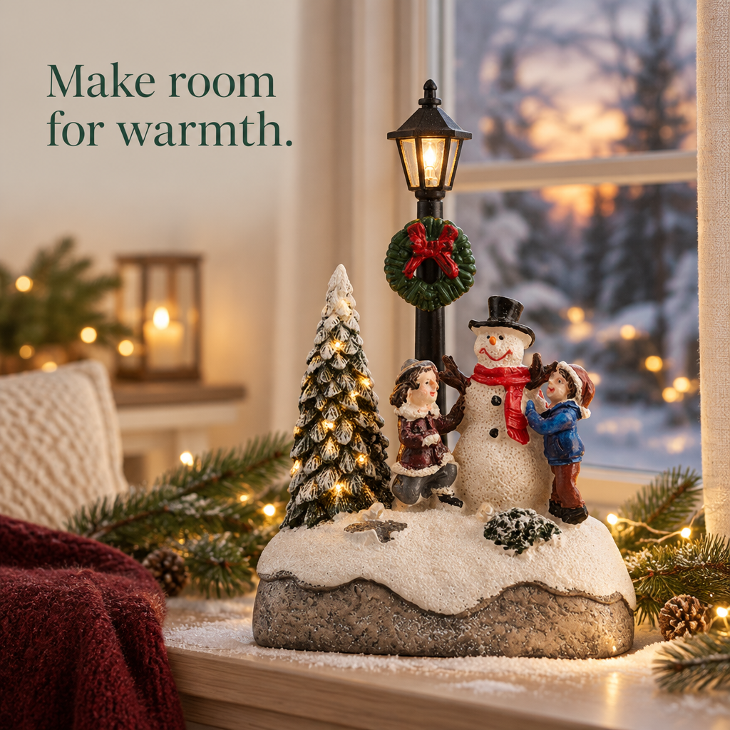 Lighted Snowman & Tree Village Scenes – 2 Pack — in use