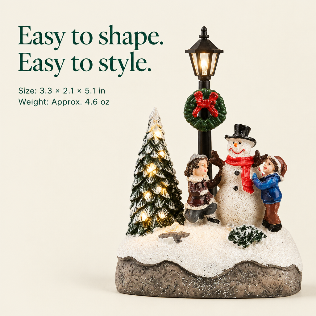 Lighted Snowman & Tree Village Scenes – 2 Pack — details