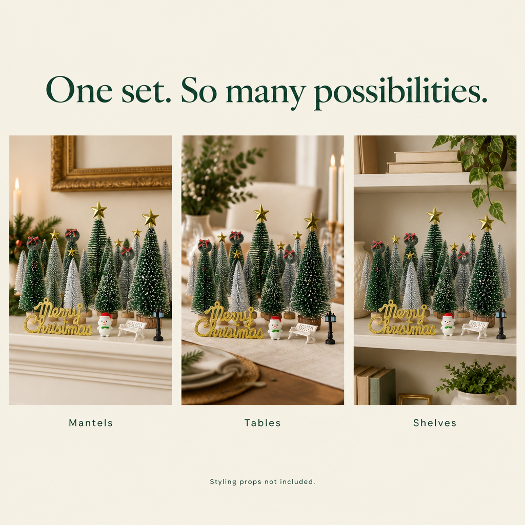 Miniature Pine Trees & Village Accessories – 36 Pieces — possibilities