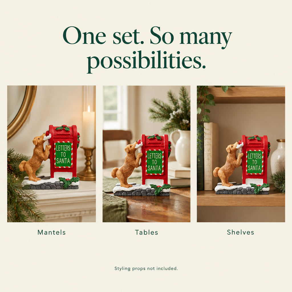 Puppy & Letters to Santa Mailbox – Village Figurine — possibilities