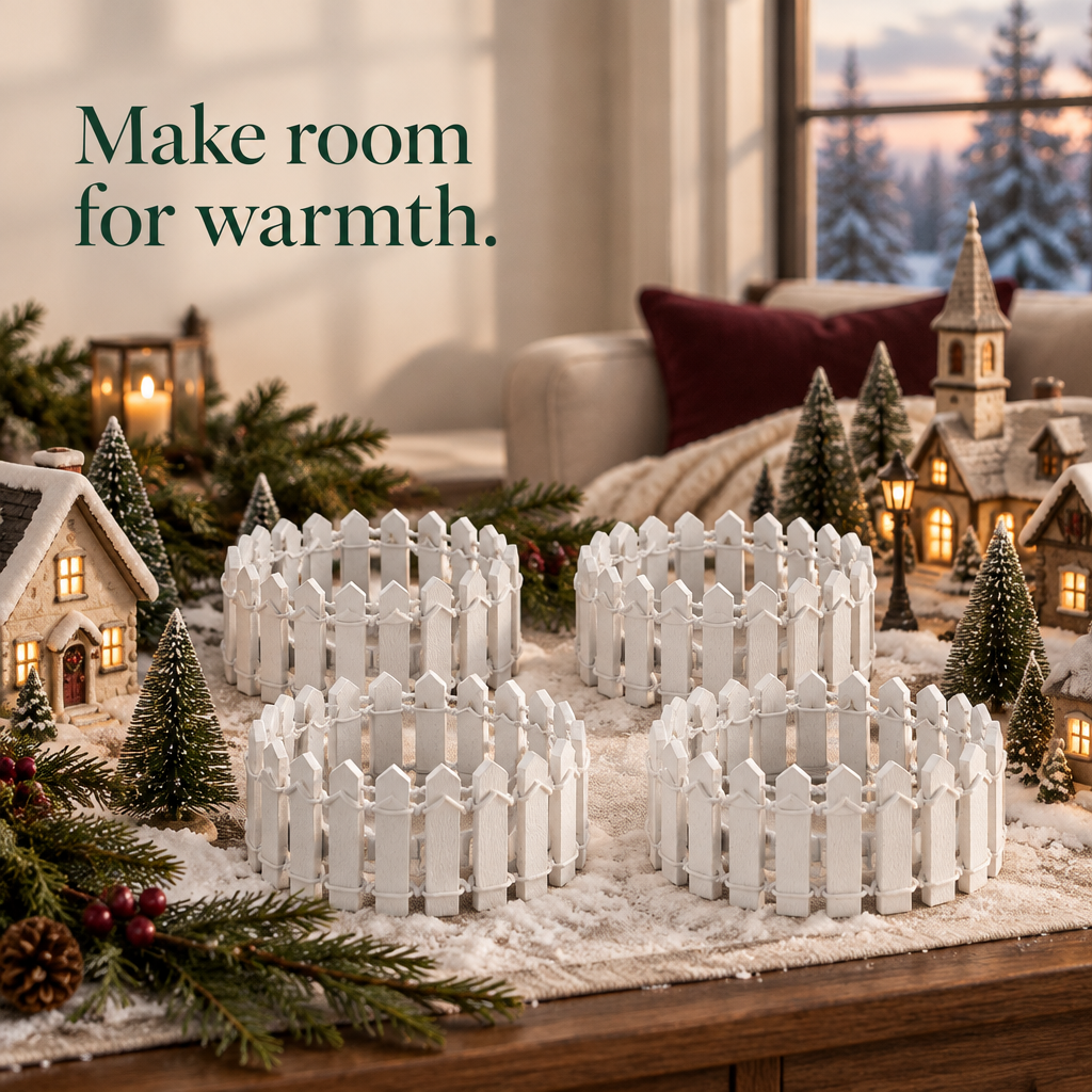 White Picket Village Fences – 4 Pack, 35 in — in use
