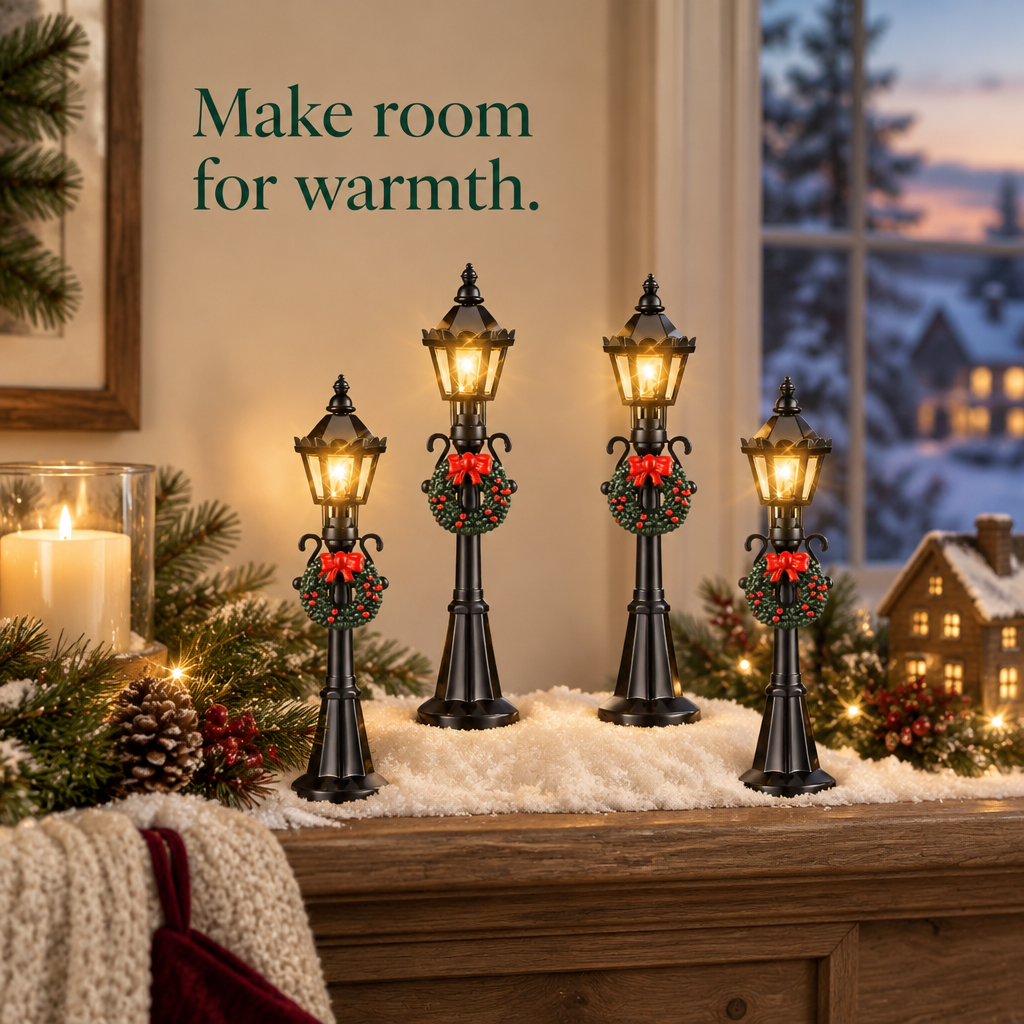 Miniature Village Street Lamps – 4 Pack — in use