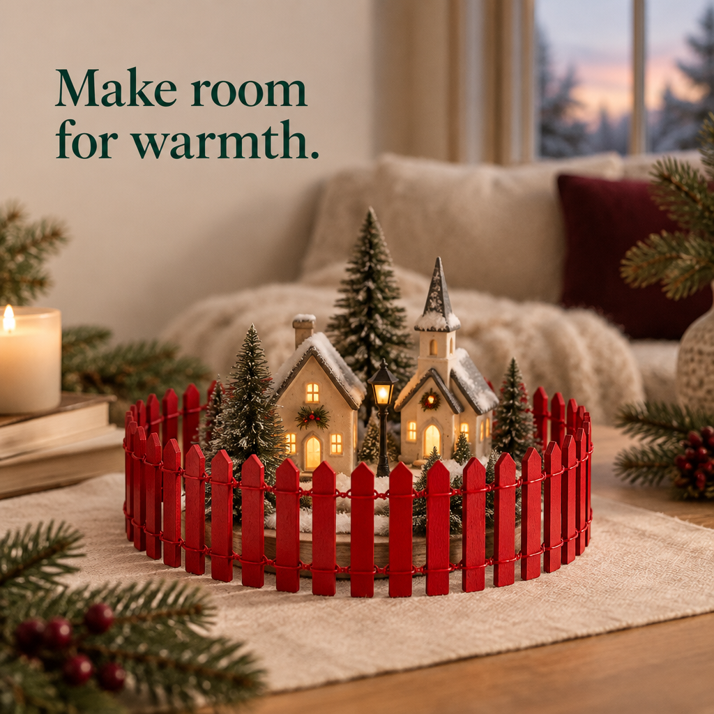 Red Wooden Miniature Fence – 40 in — in use